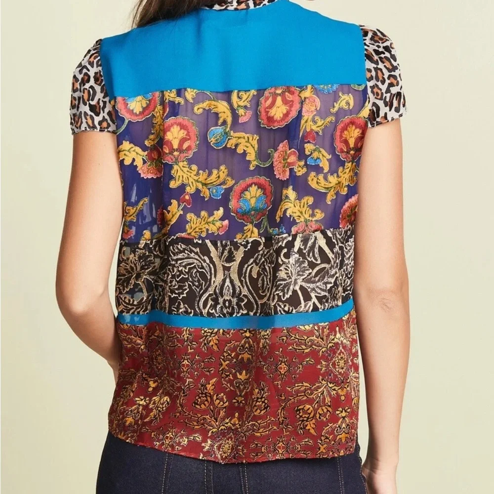 Alice + Olivia Multicolor Leopard and Floral Blouse - Picture 3 of 5